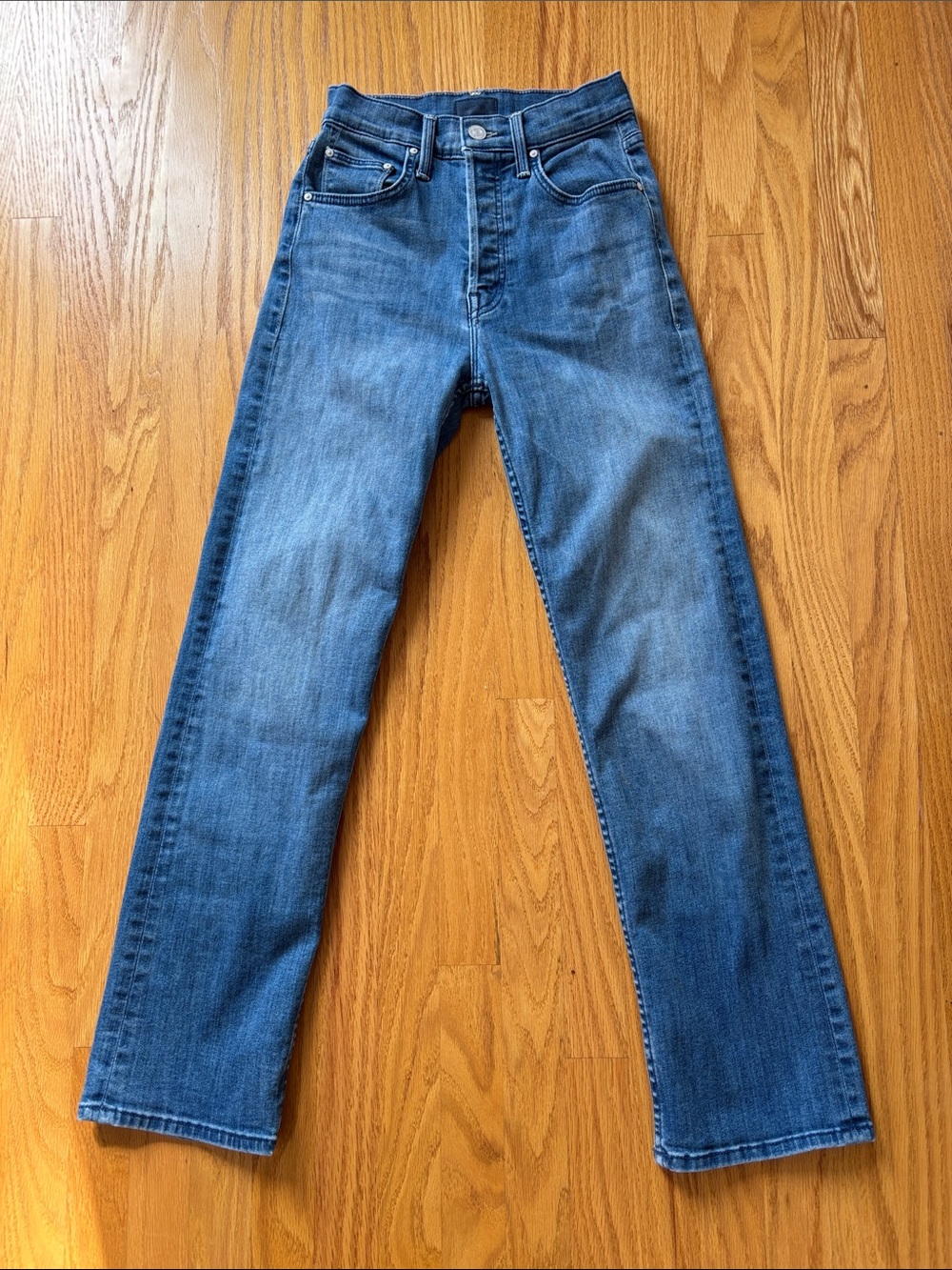 MOTHER Straight-Leg Jeans in Medium Blue Wash